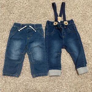 Cat & Jack Blue Kids Jeans Set with Suspenders